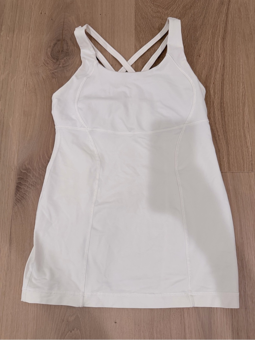 Lululemon White Cross-Back Tank with Shelf Bra